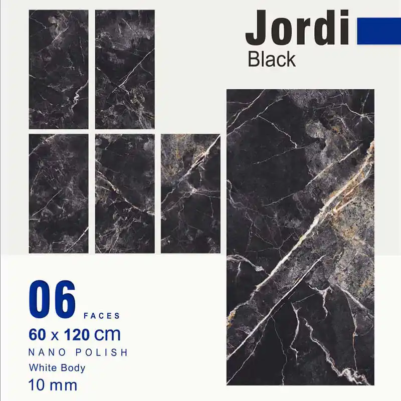 سرامیک دیوار پاناتایل مدل جوردی مشکی سایز 60 در 120