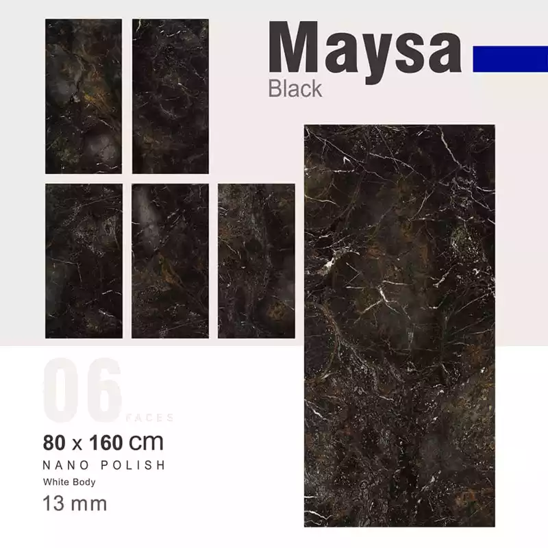 سرامیک دیوار ایفا سرام مدل مایسا مشکی سایز 80 در 160