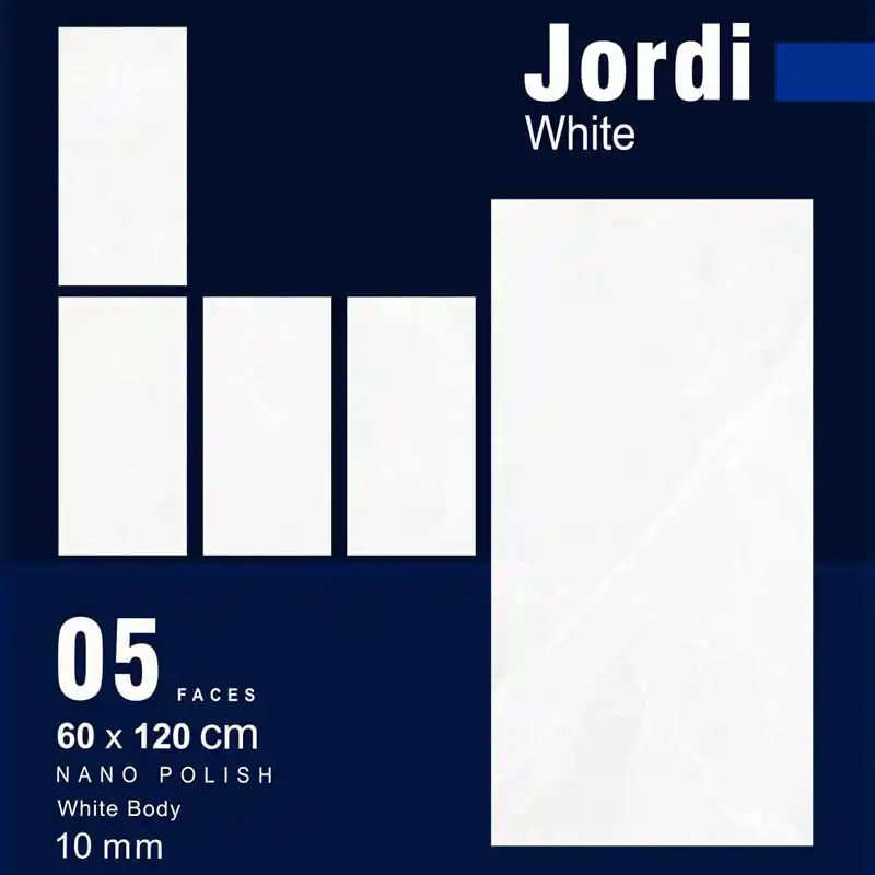 سرامیک دیوار پاناتایل مدل جوردی سفید سایز 60 در 120