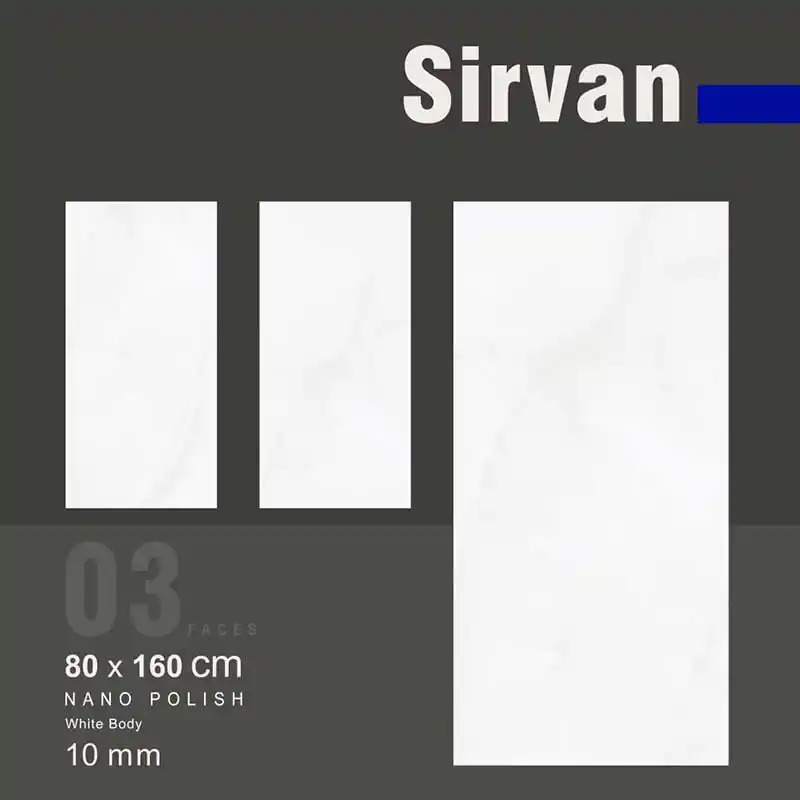 سرامیک دیوار ایفا سرام مدل سیروان سفید سایز 80 در 160