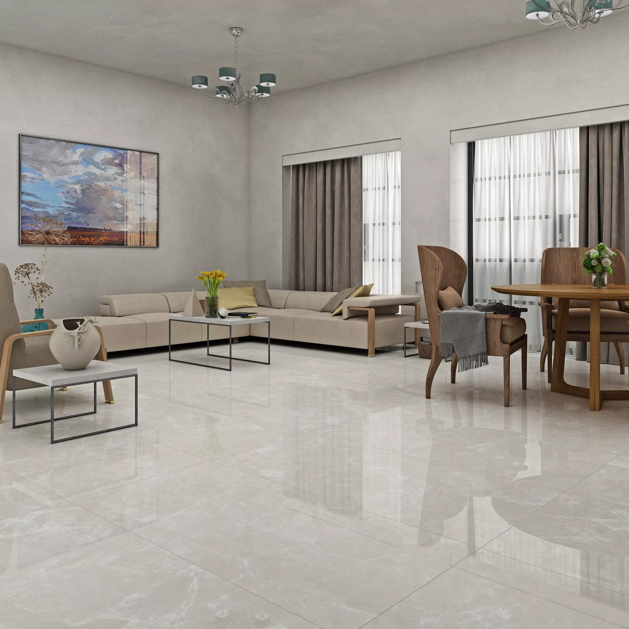 سرامیک کف ایفا سرام مدل زلاتان کرم