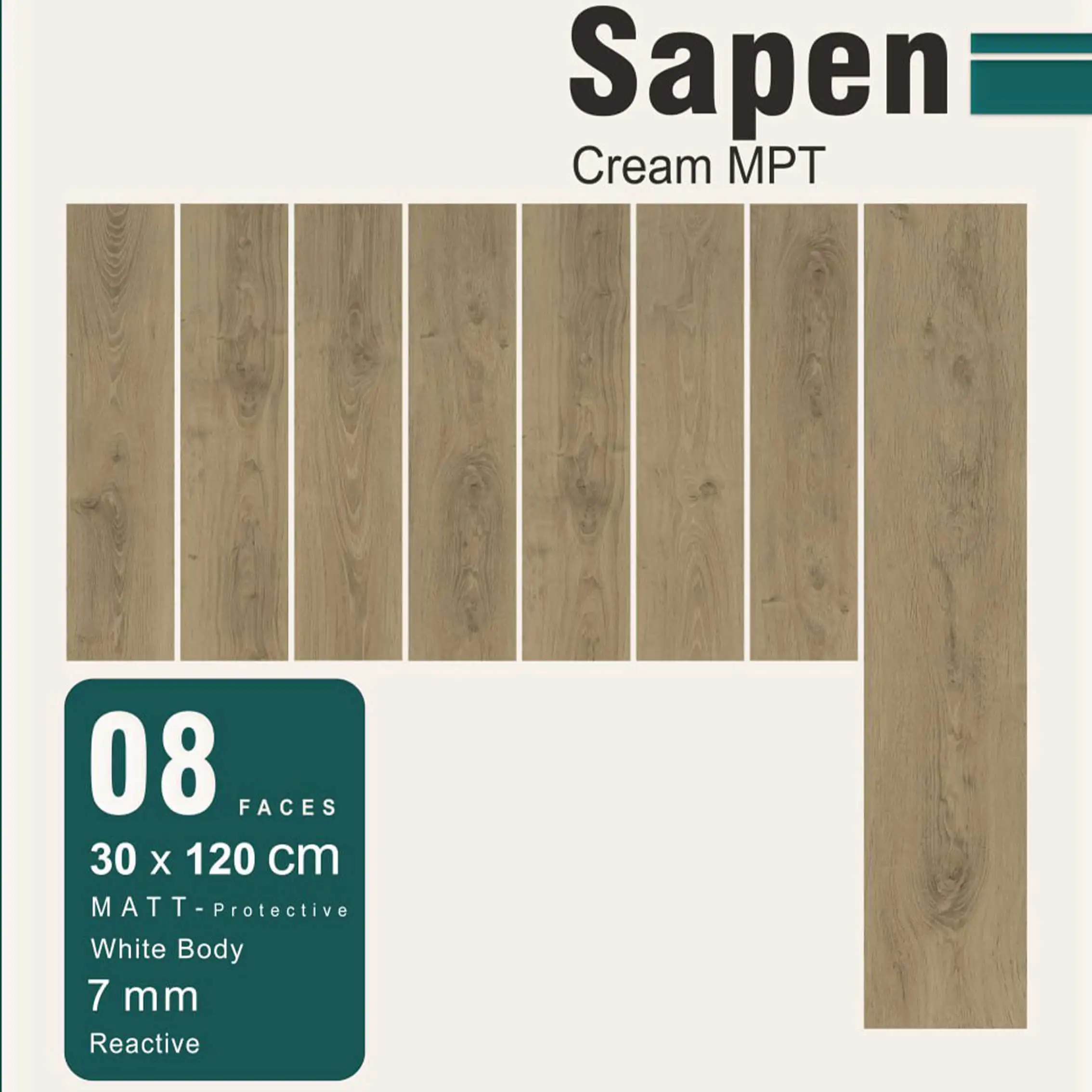 سرامیک کف طرح پارکت میلان مدل ساپن کرم سایز 30 در 120