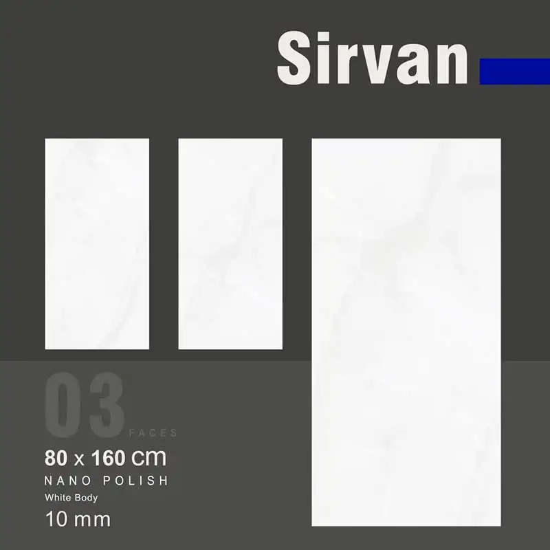 سرامیک دیوار ایفا سرام مدل سیروان سفید سایز 80 در 160
